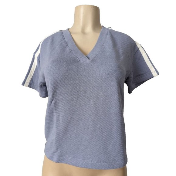 Madewell MWL Airyterry V-Neck Sweatshirt Tee - Varsity-Striped Edition Sz XS NWT - Picture 1 of 9